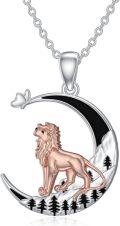 wholesale 925 Sterling Silver Lion Moon Pendant Necklace for Women Girls Friendship-0-0
