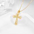 wholesale 14K Gold Celtic Knot Cross Necklace with Diamond Accent - Religious Fine Jewelry for Women-0-2