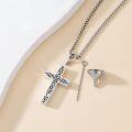 wholesale 925 Sterling Silver Cross Cremation Urn Necklace for Ashes Keepsake Jewelry -0-2