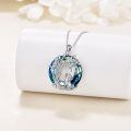 wholesale 925 Sterling Silver Blue Crystal Pendant With Dog And Tree Design-0-4