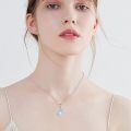 wholesale 925 Sterling Silver Family Love Teardrop Blue Moonstone Pendant Necklace Platinum Plated-0-1