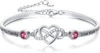 wholesale Sterling Silver Adjustable Infinity Heart Bangle for Women-Bangle for Daughter-in-law(Pink)