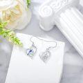 wholesale 925 Sterling Silver Blue Jay and Bird in Heart Shape Drop Earrings-0-2