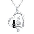 TOUPOP Sterling Silver Stone Ladybugs Cat Panda Heart Pendant Necklace-0-0