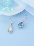 wholesale 925 Sterling Silver Turquoise & Abalone Shell Teardrop Filigree Dangle Earrings Gift for Mom Wife Girlfriend-0-11