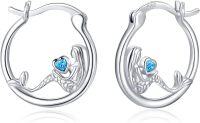 wholesale 925 Sterling Silver Mermaid Heart Hoop Earrings Gift for Women-Mermaid