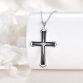 wholesale 925 Sterling Silver 925 Black Onyx & CZ Cross Pendant Necklaces for Women/Men-0-4