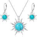 wholesale 925 Sterling Silver Amber Sun Pendant Necklace Western  for Women-0-11