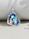 wholesale 925 Sterling Silver Blue Crystal Heart Pendant Necklace for Sisters Forever My Friend s-0-2