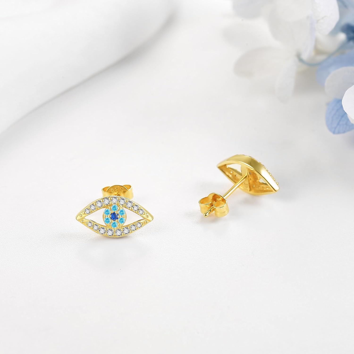 wholesale 14K Gold Evil Eye CZ Stud Earrings - Christmas Gift Ideas for Her-0-1