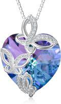 wholesale TOUPOP Mothers Day Gifts Butterfly Gifts For Women 925 Sterling Silver Butterfly Necklace With Purple Heart Crystal Jewelry -0-0