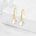 wholesale 18K Gold Diamond and Cultured Freshwater Pearl Drop Earrings for Women-0-2
