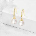 wholesale 18K Gold Diamond and Cultured Freshwater Pearl Drop Earrings for Women-0-2