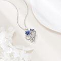 wholesale 925 Sterling Silver Blue Flower Heart Pendant Necklace with Engraved Message You Are My Sunshine - Gifts for Her-0-4