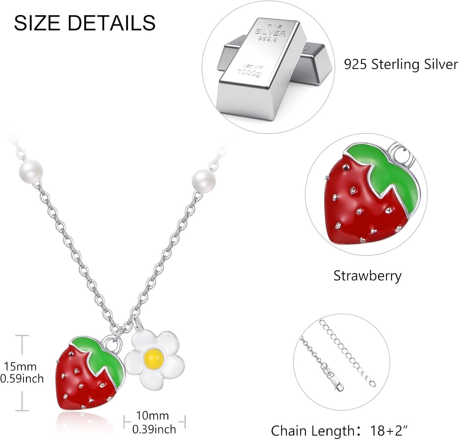 925 Sterling Silver Pearl Daisy Flower Charm Pendant Necklace for Women Minimalist  Ideas-0-4