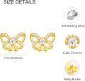 wholesale 925 Sterling Silver Butterfly Shape Cubic Zirconia Stud Earrings for Women Ribbon Style Jewelry-0-7