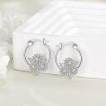 wholesale 925 Sterling Silver Daisy Flower Hoop Earrings - Cute Small  for Women and Girls-0-14