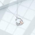 wholesale 925 Sterling Silver Goat Mother Baby Heart I Love You Forever Pendant Necklace-0-3
