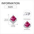wholesale  Sterling Silver Cubic Zirconia Crystal Birthstone Stud Earrings - July Ruby Red, 7.8mm, Hypoallergenic (60字符)-0-3