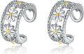 wholesale 925 Sterling Silver Daisy Flower Filigree Ear Wrap Clip On Earring for Women and Girls æ è³æ´è®¾è®¡-0-0