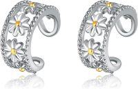 wholesale 925 Sterling Silver Daisy Flower Filigree Ear Wrap Clip On Earring for Women and Girls æ è³æ´è®¾è®¡-daisy