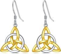 wholesale 925 Sterling Silver Gold Plated Triquetra Celtic Knot Drop Earrings s for Her-A-2