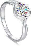 wholesale TOUPOP 1ct Twisted Moissanite Engagement Rings For Women 925 Sterling Silver Round Wedding Ring D Color Vvs1 Diamond Promise Rings Anniversary Valentine's Day Gifts For Wife Girlfriend Bride Size 6-9 -0-0
