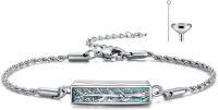wholesale 925 Sterling Silver Turquoise Urn Bracelet with Hawthorn Flower and Daisy Tree of Life Bar Cross - Cremation Jewelry for Women & Moms-Turquoise Tree of Life