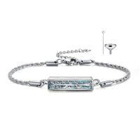 wholesale 925 Sterling Silver Turquoise Urn Bracelet with Hawthorn Flower and Daisy Tree of Life Bar Cross - Cremation Jewelry for Women & Moms-Turquoise Tree of Life