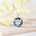 wholesale 925 Sterling Silver Blue Crystal Phoenix Pendant Necklace for Women Girls Gifts-0-1