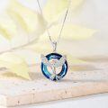 wholesale 925 Sterling Silver Blue Crystal Phoenix Pendant Necklace for Women Girls Gifts-0-1