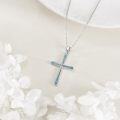 wholesale 925 Sterling Silver Turquoise Cross Necklace for Women Jewelry-0-2
