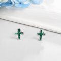 wholesale 925 Sterling Silver Black Enamel Cross Stud Earrings-0-8