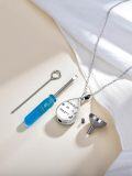 wholesale 925 Sterling Silver Teardrop Moonstone Cremation Keepsake Pendant Necklace with Funnel and Spoon Set-0-2