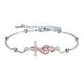 wholesale 925 Sterling Silver Infinity Cross & Treble Clef Charm Bracelet Gift for Her-0-0