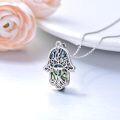 wholesale 925 Sterling Silver Tree of Life Abalone Shell Hamsa Hand Pendant Necklace-0-1