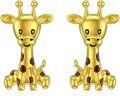 wholesale 925 Sterling Silver Giraffe Animal Stud Earrings for Girls and Women - Gold Plated with Red Spots-0-0
