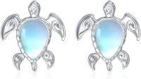 wholesale TOUPOP Sea Turtle Stud Earrings For Women S925 Sterling Silver Moonstone Sea Turtle Earrings Stud Jewelry Ocean Gifts For Turtle Lover Women Mom Her -undefined