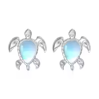 TOUPOP Sterling Silver Moonstone Sea Turtle Stud Earrings Ocean Gifts-undefined