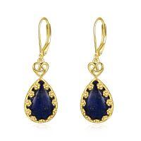 wholesale 925 Sterling Silver Teardrop Blue Stone Leverback Earrings - Unique Gemstone Drop Earings Gifts for Her-Lapis Lazuil