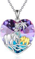 wholesale TOUPOP Christmas Gifts Elephant Necklace For Women Sterling Silver Crystal Mother And Daughter Or Son Jewelry -0-0