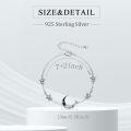 wholesale 925 Sterling Silver Moonstone & CZ Adjustable Bracelet with Stars and Crescent Moon Charm for Women-0-1