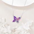 wholesale 925 Sterling Silver Purple & Pink Enamel Butterfly Necklace - Celtic Knot Design Birthdays Gift for Her-0-2