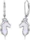 wholesale 925 Sterling Silver Opal Stone Hypoallergenic Dangle Horse Head Earrings for Women-0-0