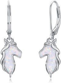 wholesale 925 Sterling Silver Opal Stone Hypoallergenic Dangle Horse Head Earrings for Women-Horse Earrings - Opal