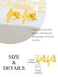 wholesale 14k Yellow Gold Lightning Bolt Stud Earrings For Women-0-3