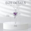 wholesale TOUPOP Amethyst Cross Necklace For Women Sterling Silver Birthstone Cross Necklace Heart Cross Pendant February Birthstone Jewelry Birthday Anniversary Christmas Gifts For Her Wife Girlfriend Mom -0-5