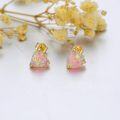 wholesale 14K Gold Pink Opal CZ Pearl Shell 6mm Heart Stud Earrings for Women Teen-0-1