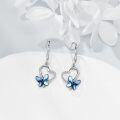 wholesale 925 Sterling Silver Blue Crystal Butterfly Heart Drop Earrings for Women-0-2