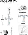 wholesale 925 Sterling Silver White Opal Flower Cross Drop Earrings for Women-0-3